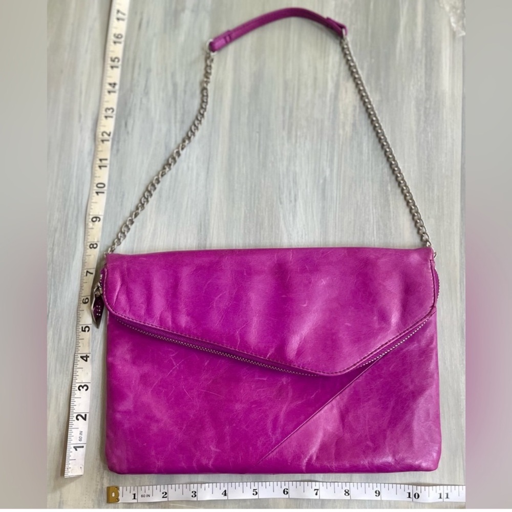 HOBO INTERNATIONAL DARIA JESSA LARGE LEATHER ENVELOPE CLUTCH BAG Magenta